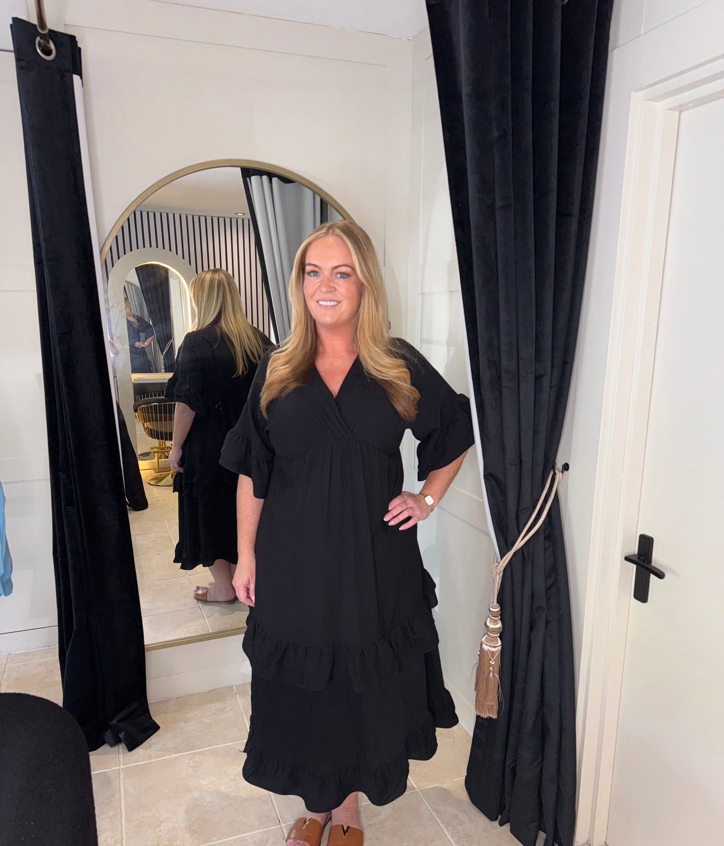 V-neck Tiered Maxi Dress