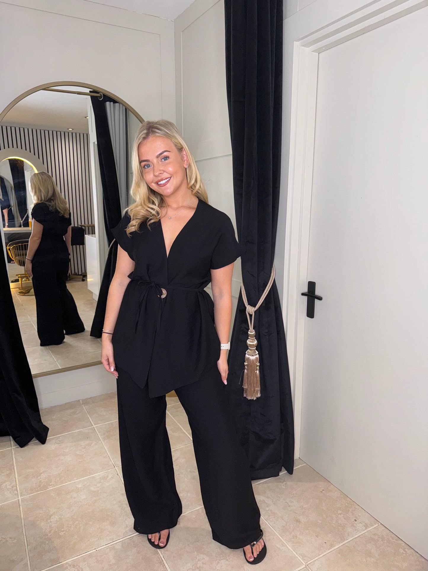 Linen Look Wide Leg Trouser and Wrap Top Co ord