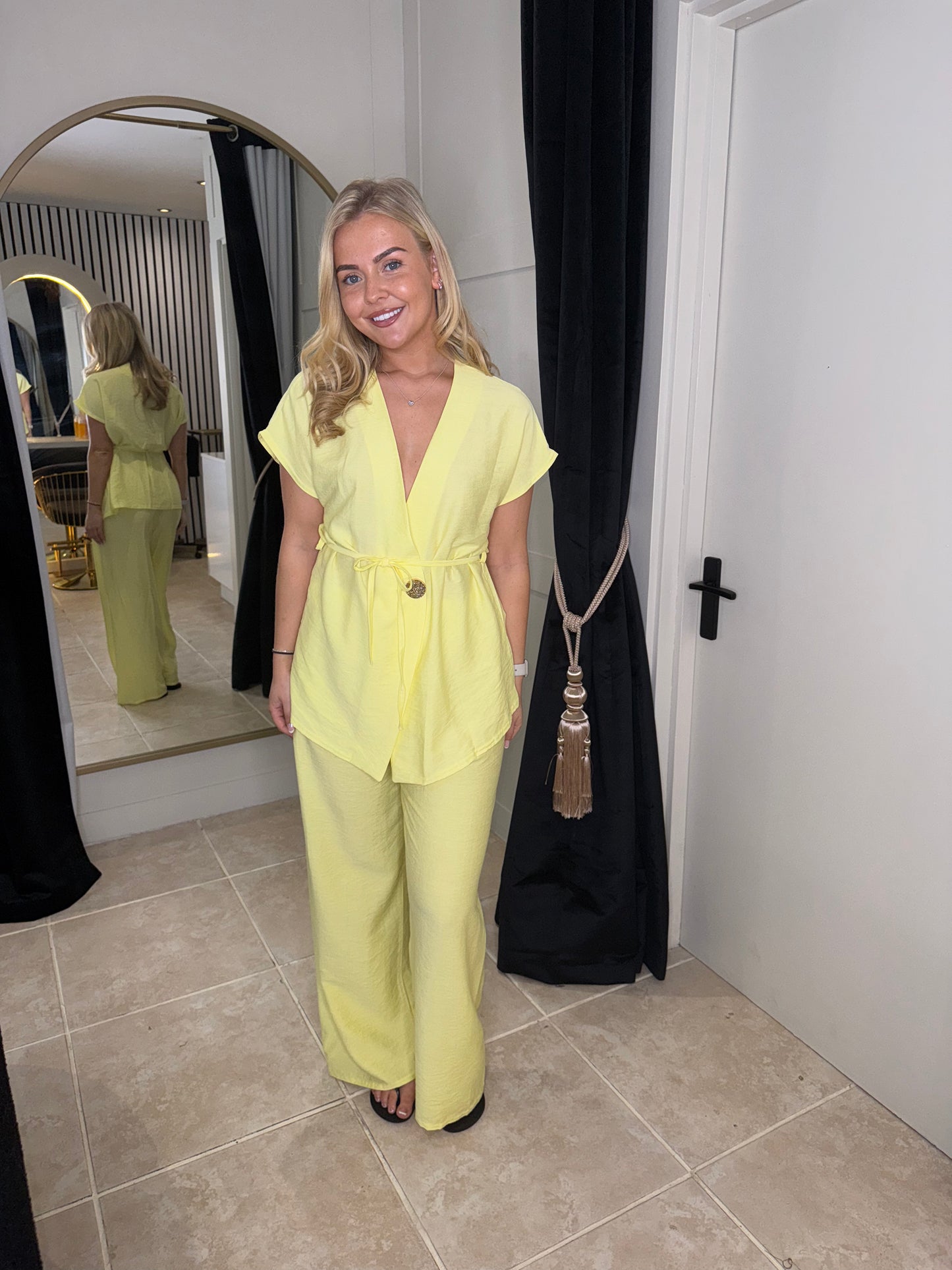 Linen Look Wide Leg Trouser and Wrap Top Co ord
