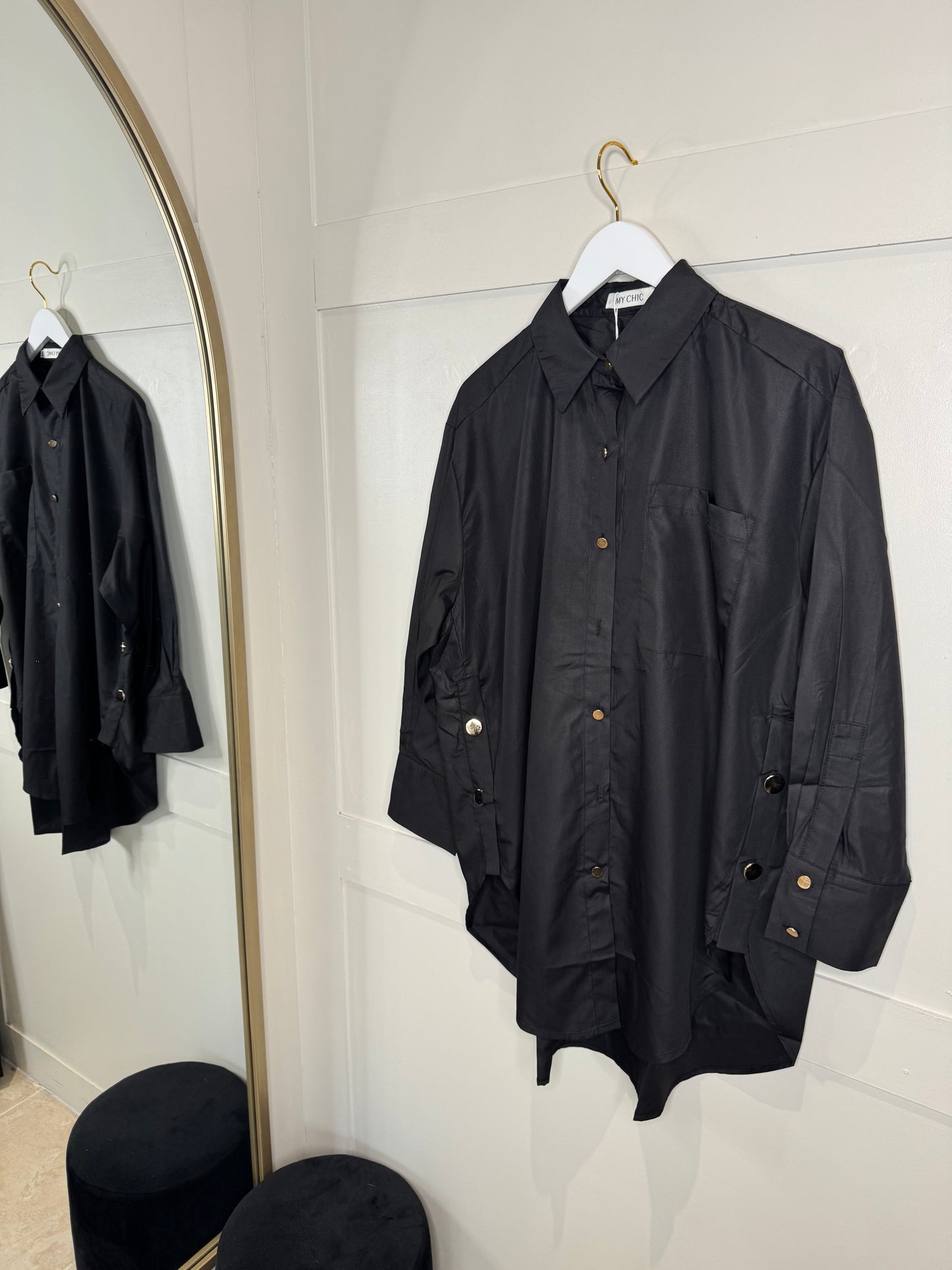 Oversized Gold Button Shirt