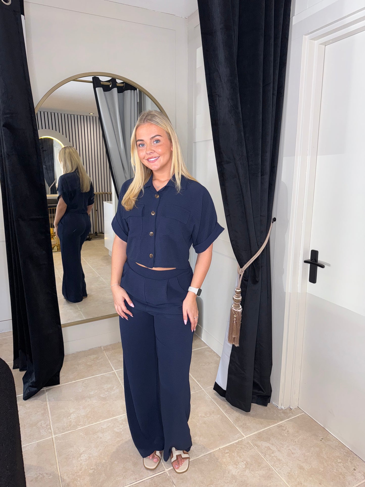 Basic Cropped Shirt Co-ord