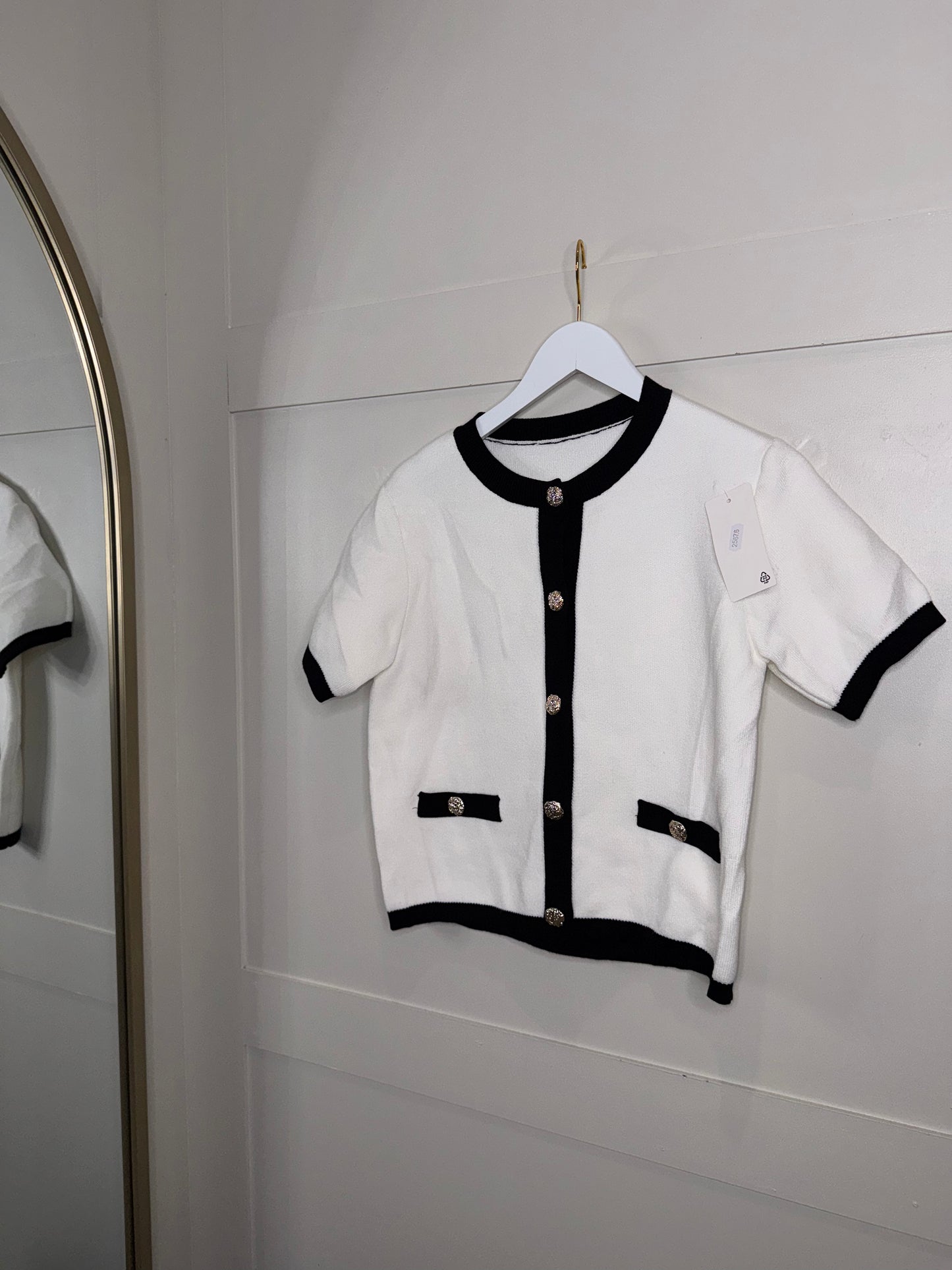 Short Sleeve Contrast Cardigan