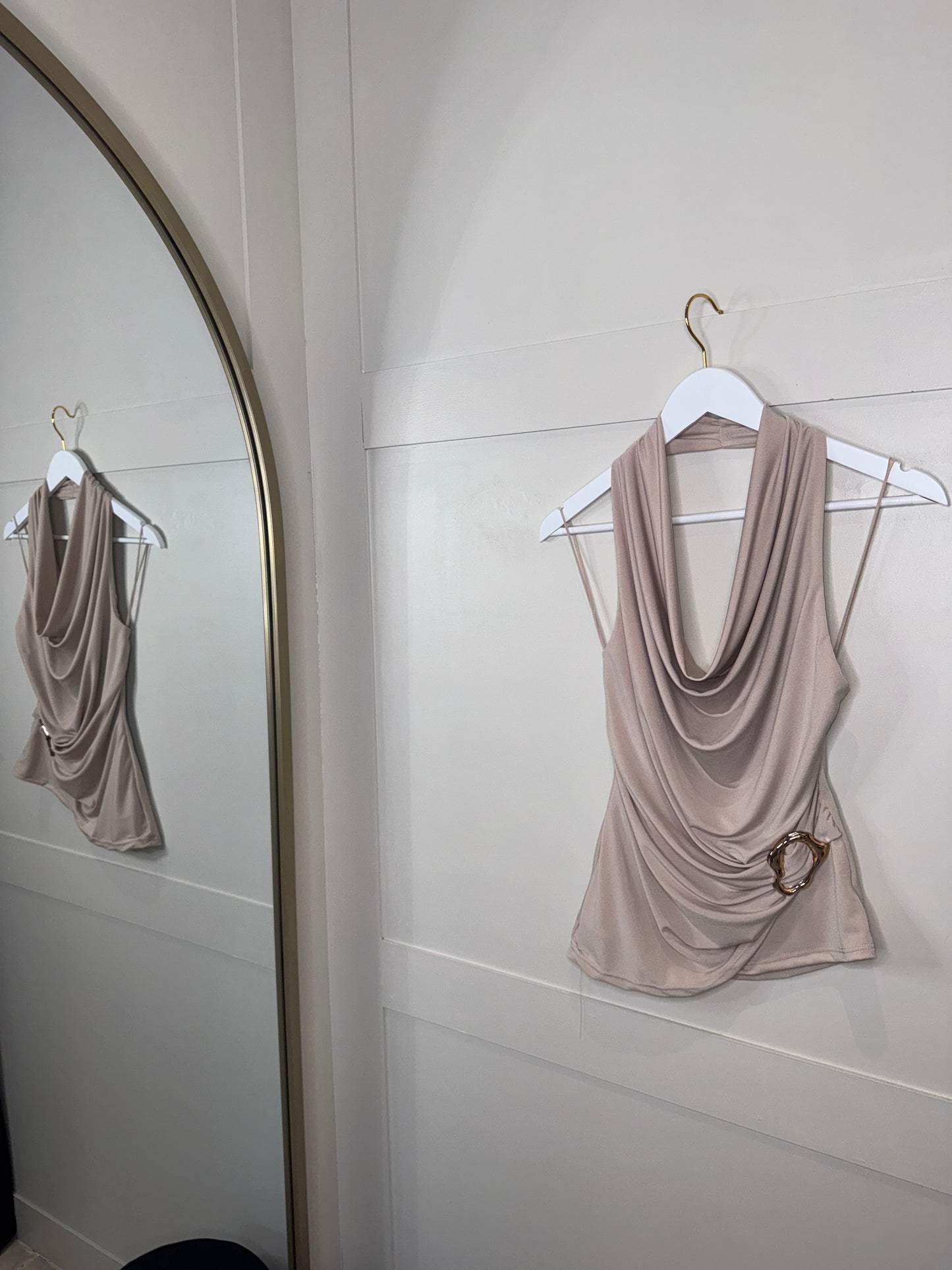 Gold Buckle Halter Neck Tops