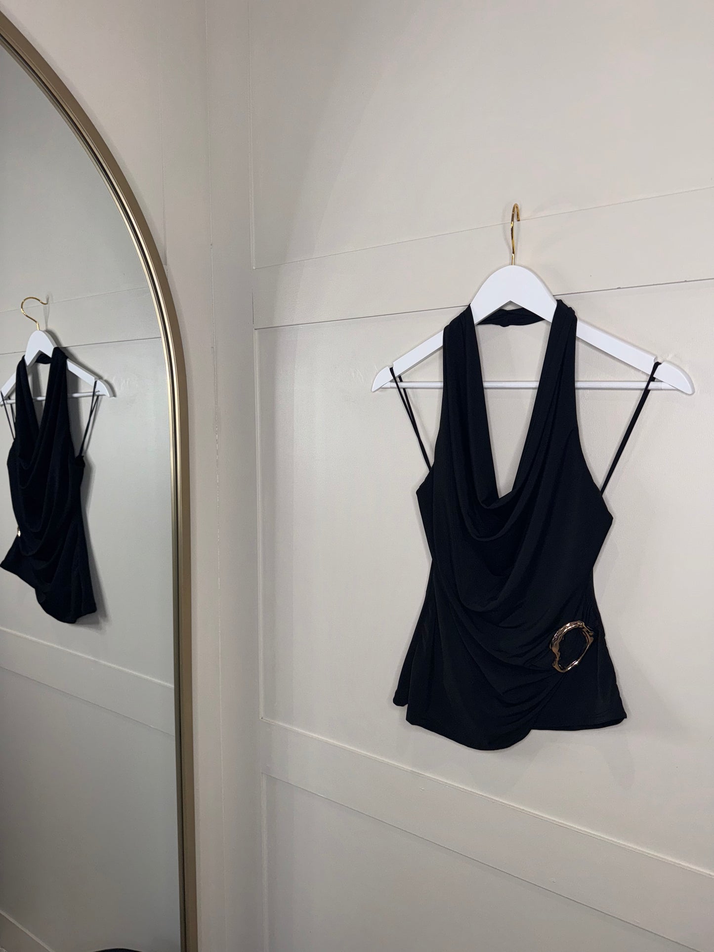 Gold Buckle Halter Neck Tops