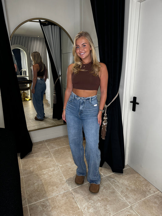 Folded Waist Balloon Jeans