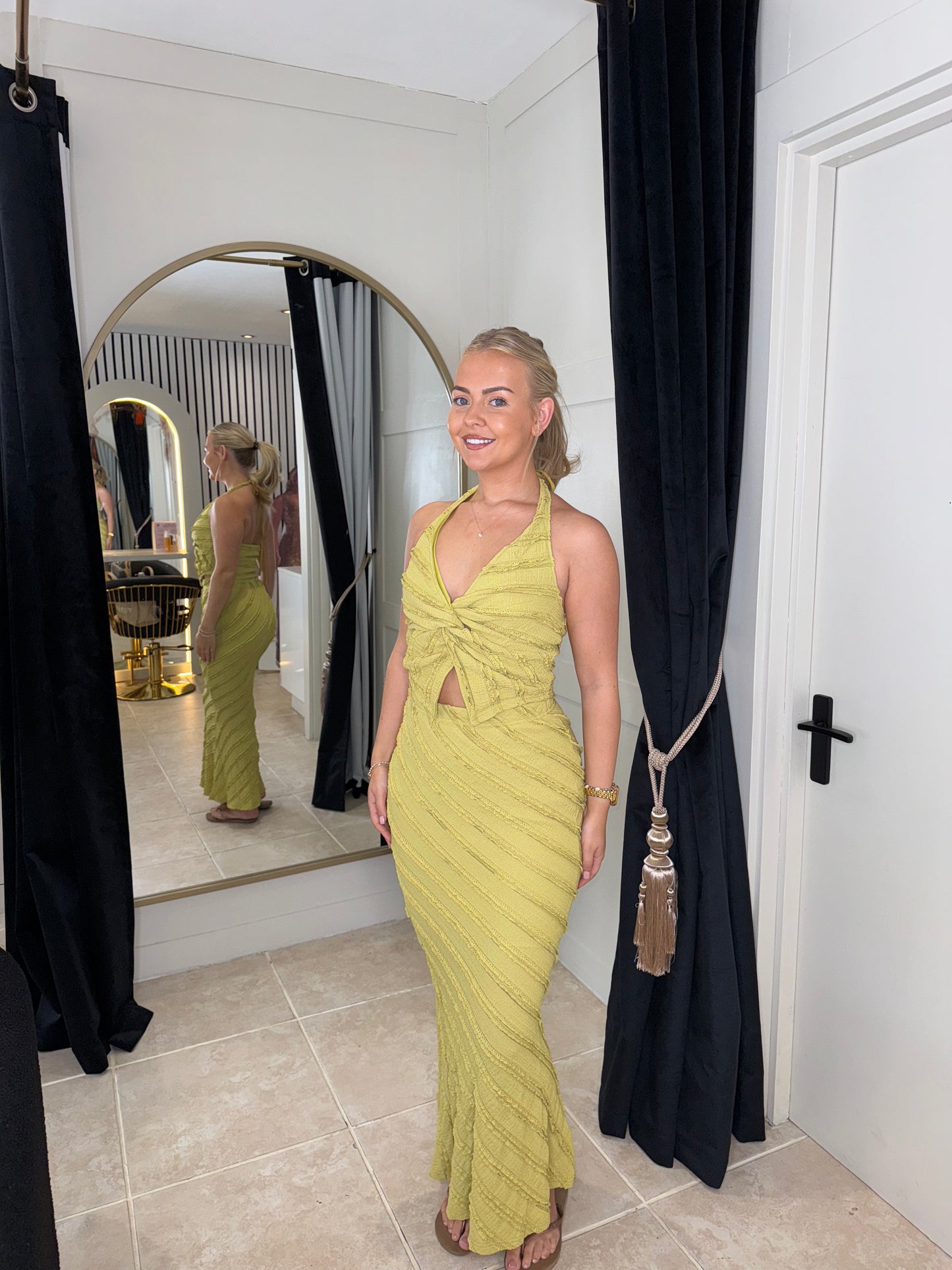 Ruffle Halter Neck and Skirt Co Ord
