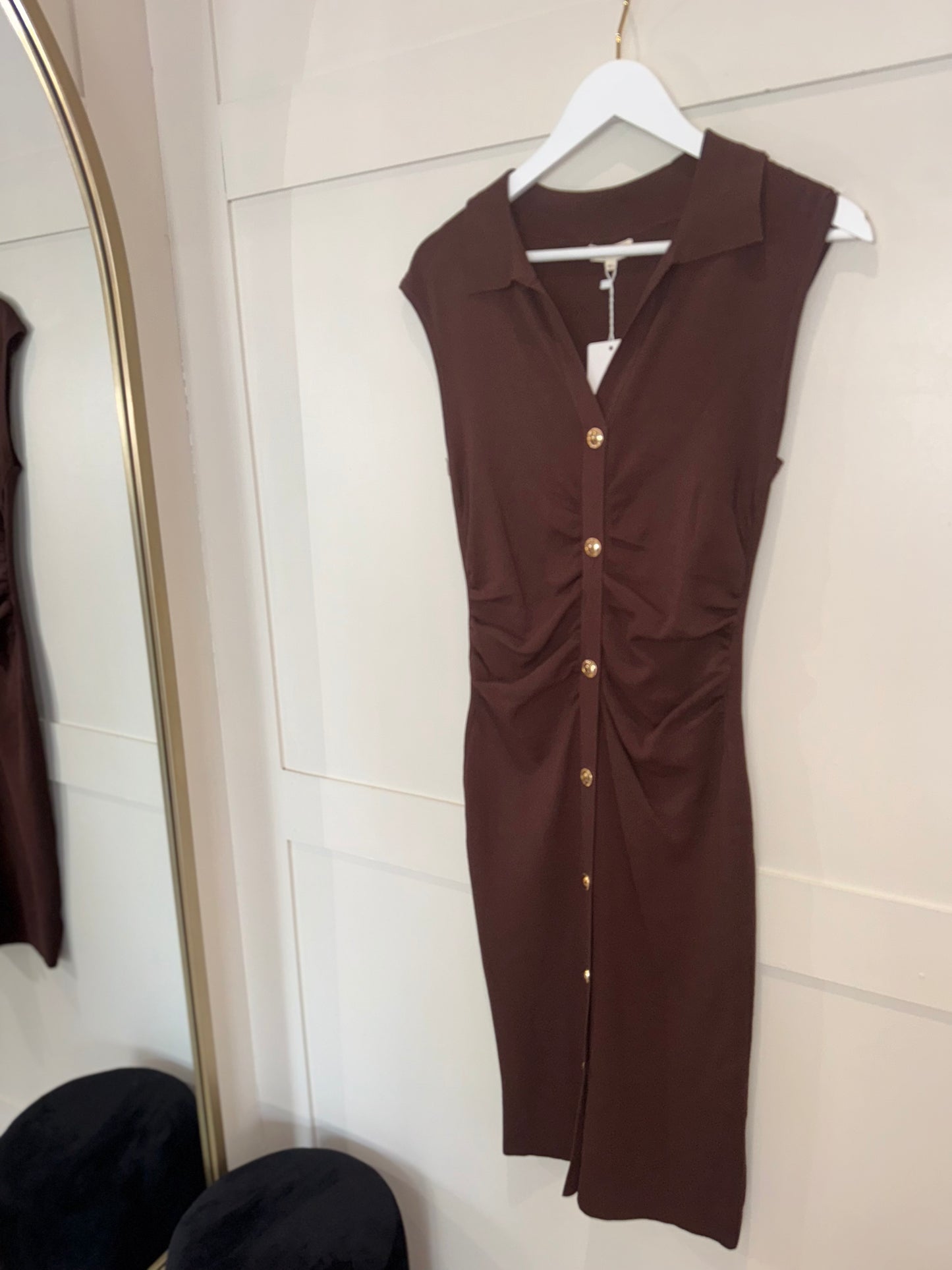 Ruched Front Sleeveless Dress