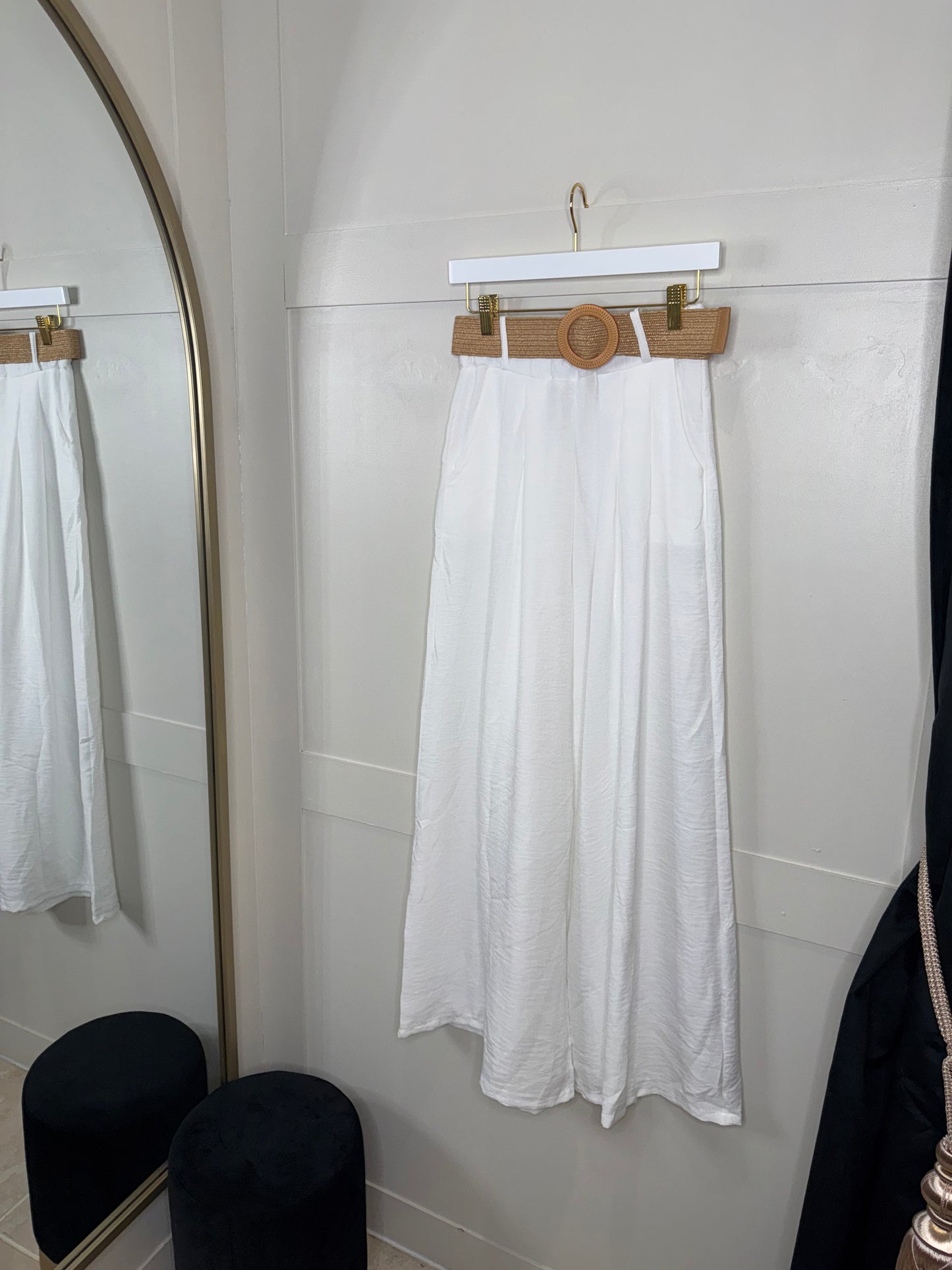 Wide Leg Belted Trousers