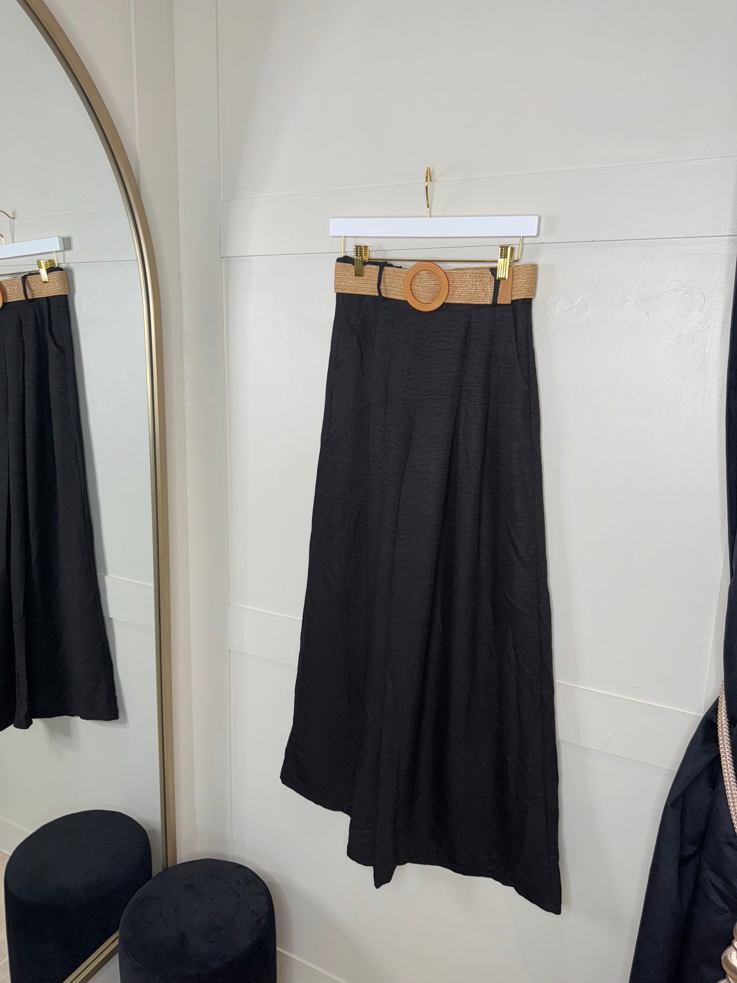 Wide Leg Belted Trousers