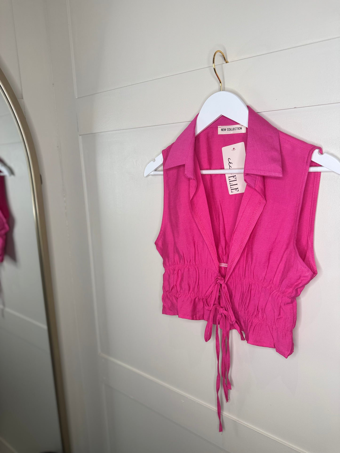Tie Up Collared Top