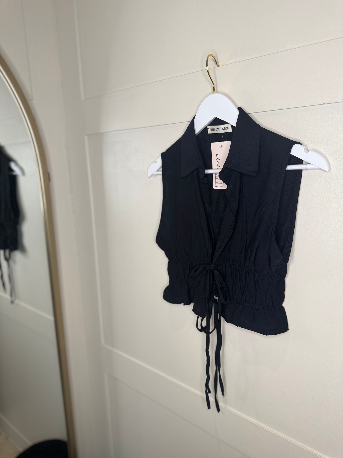 Tie Up Collared Top