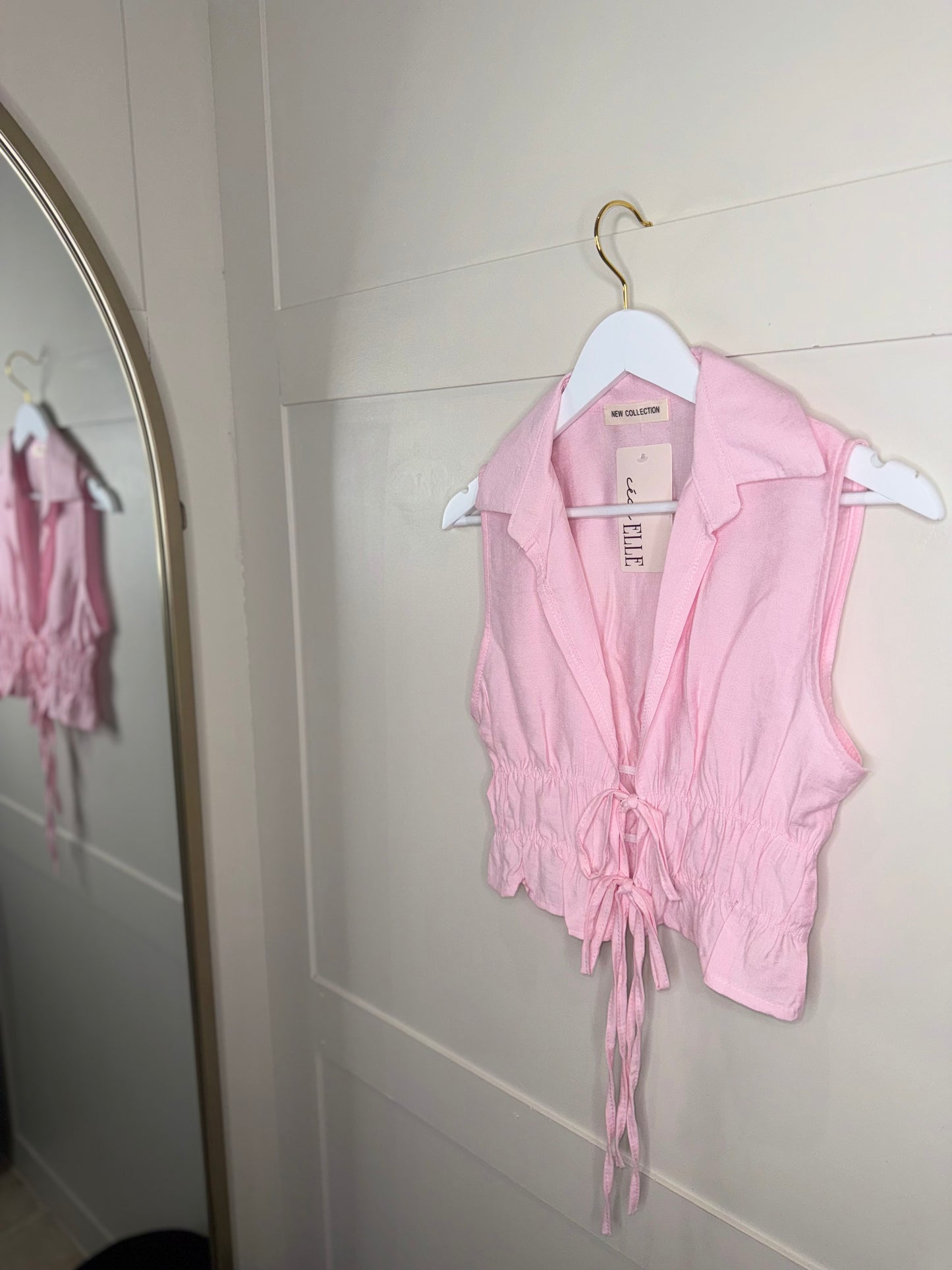 Tie Up Collared Top