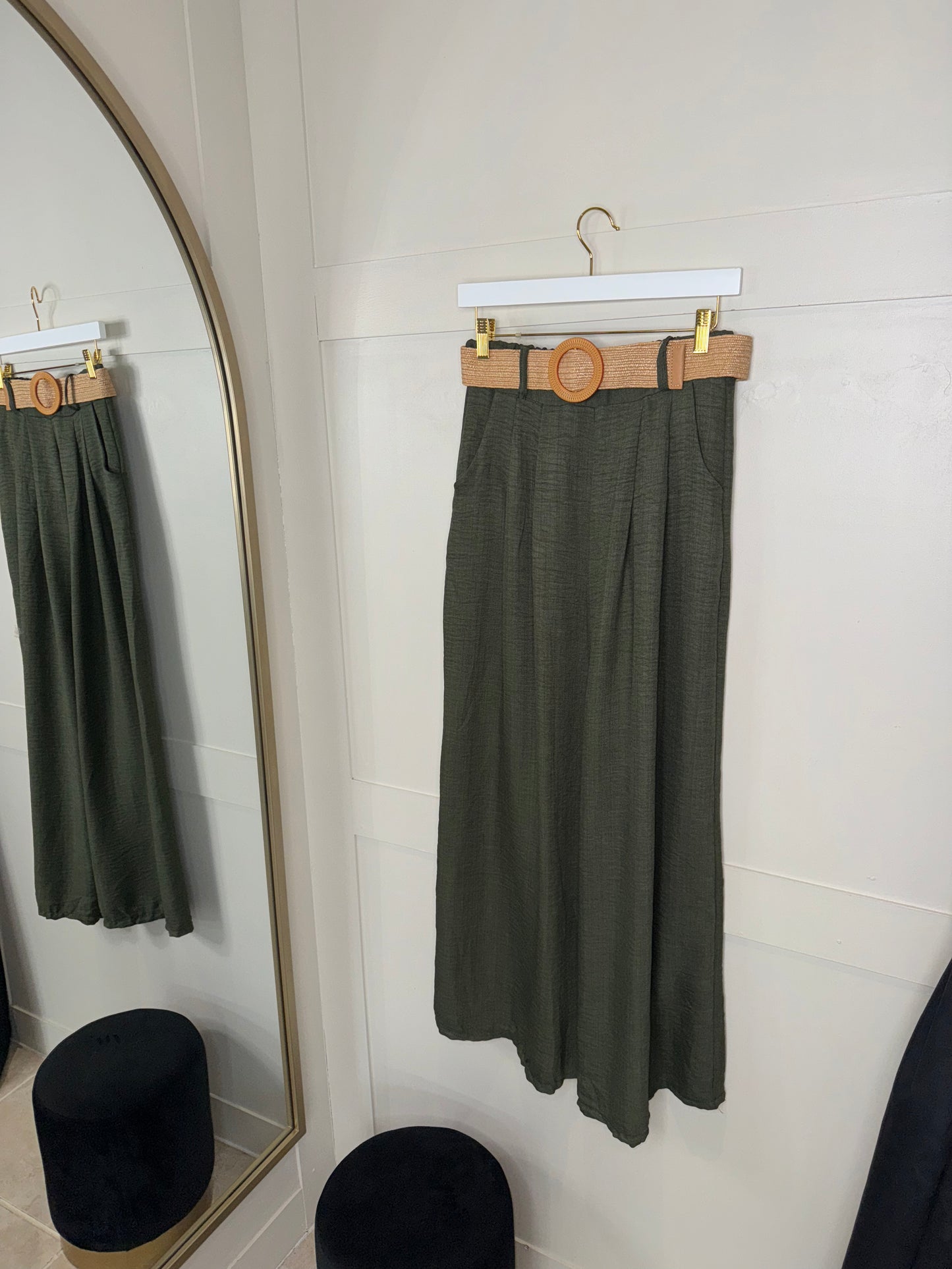Wide Leg Belted Trousers