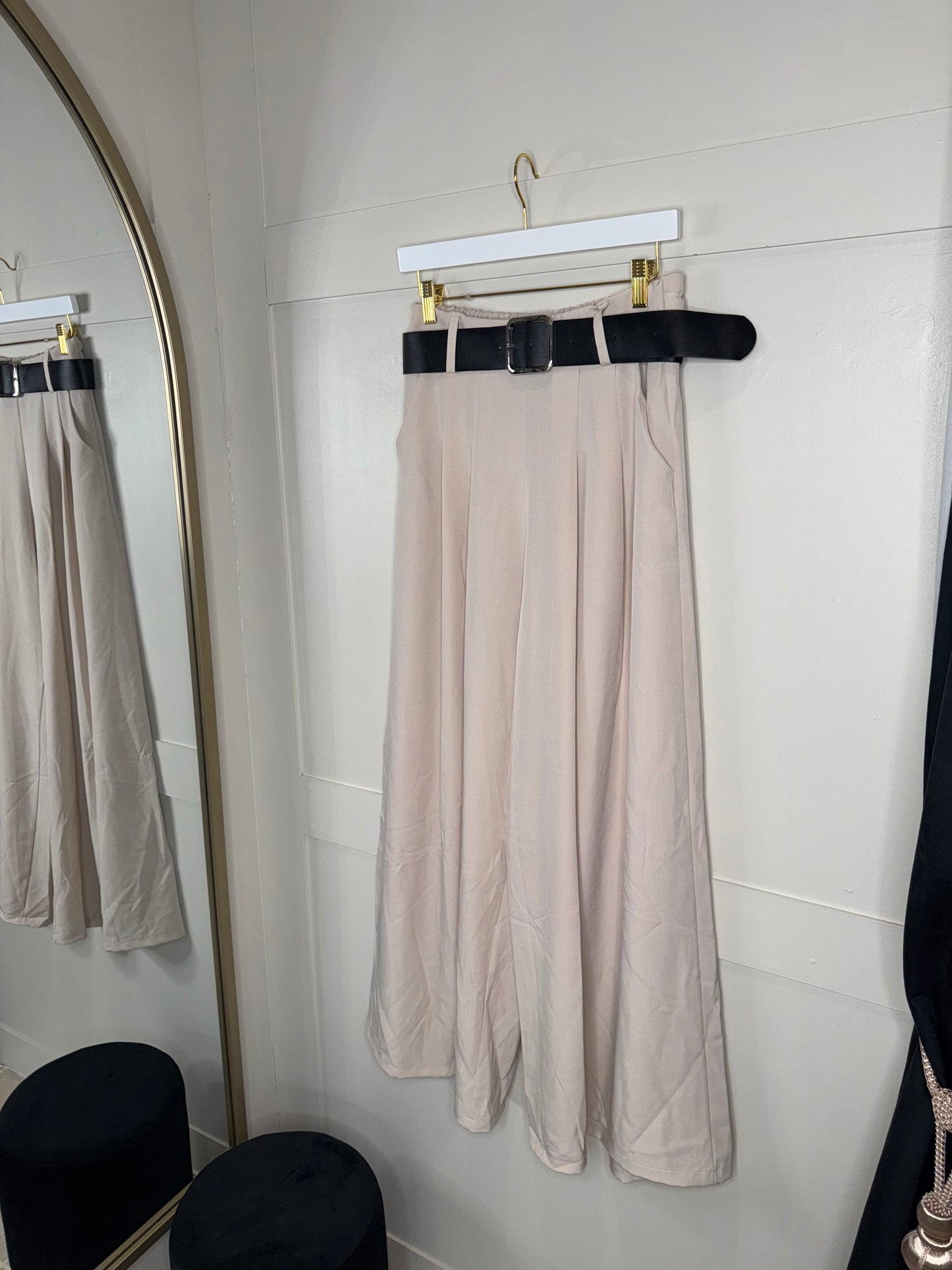 Flowy Belted Wide Leg Trousers