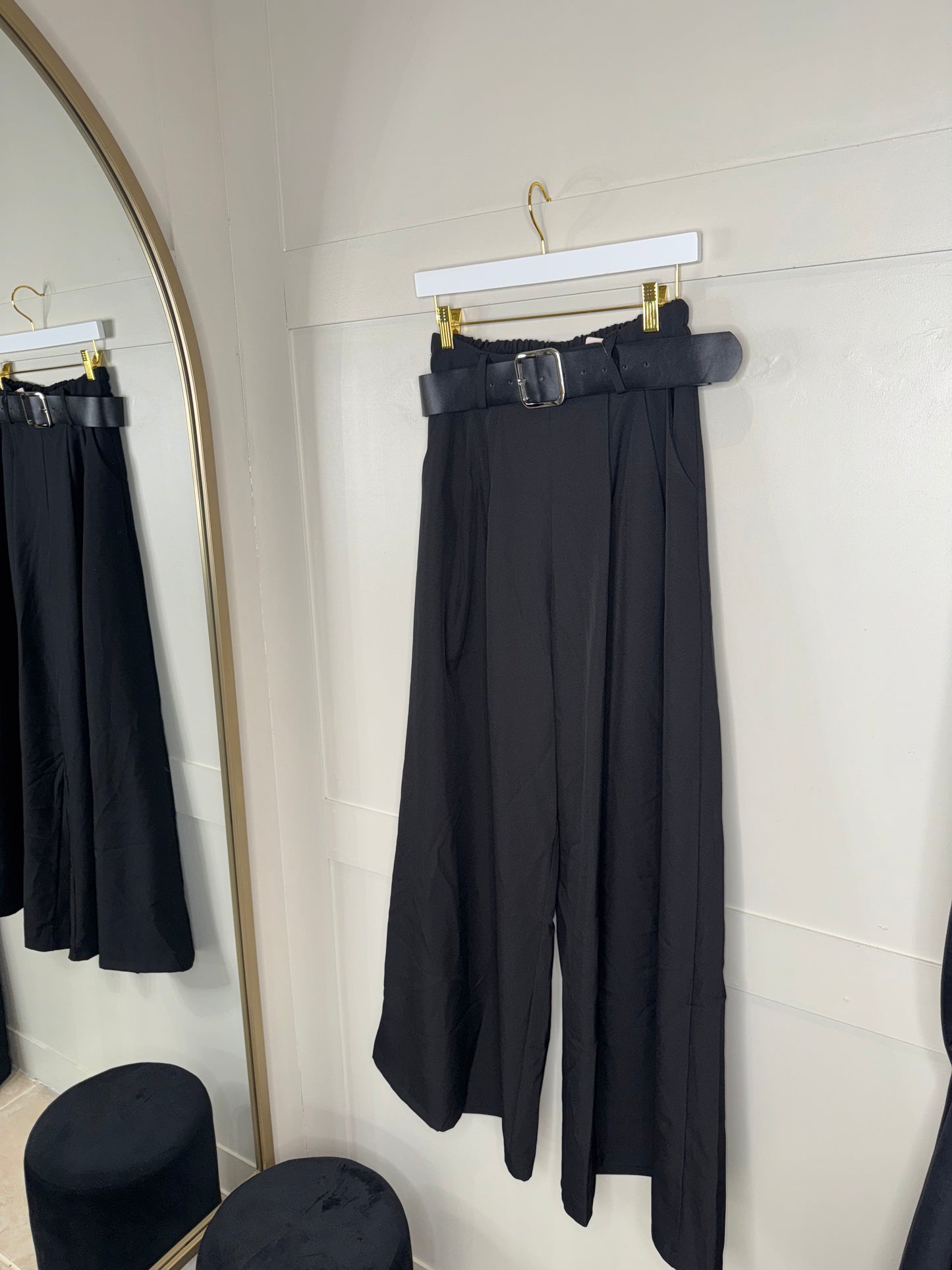 Flowy Belted Wide Leg Trousers