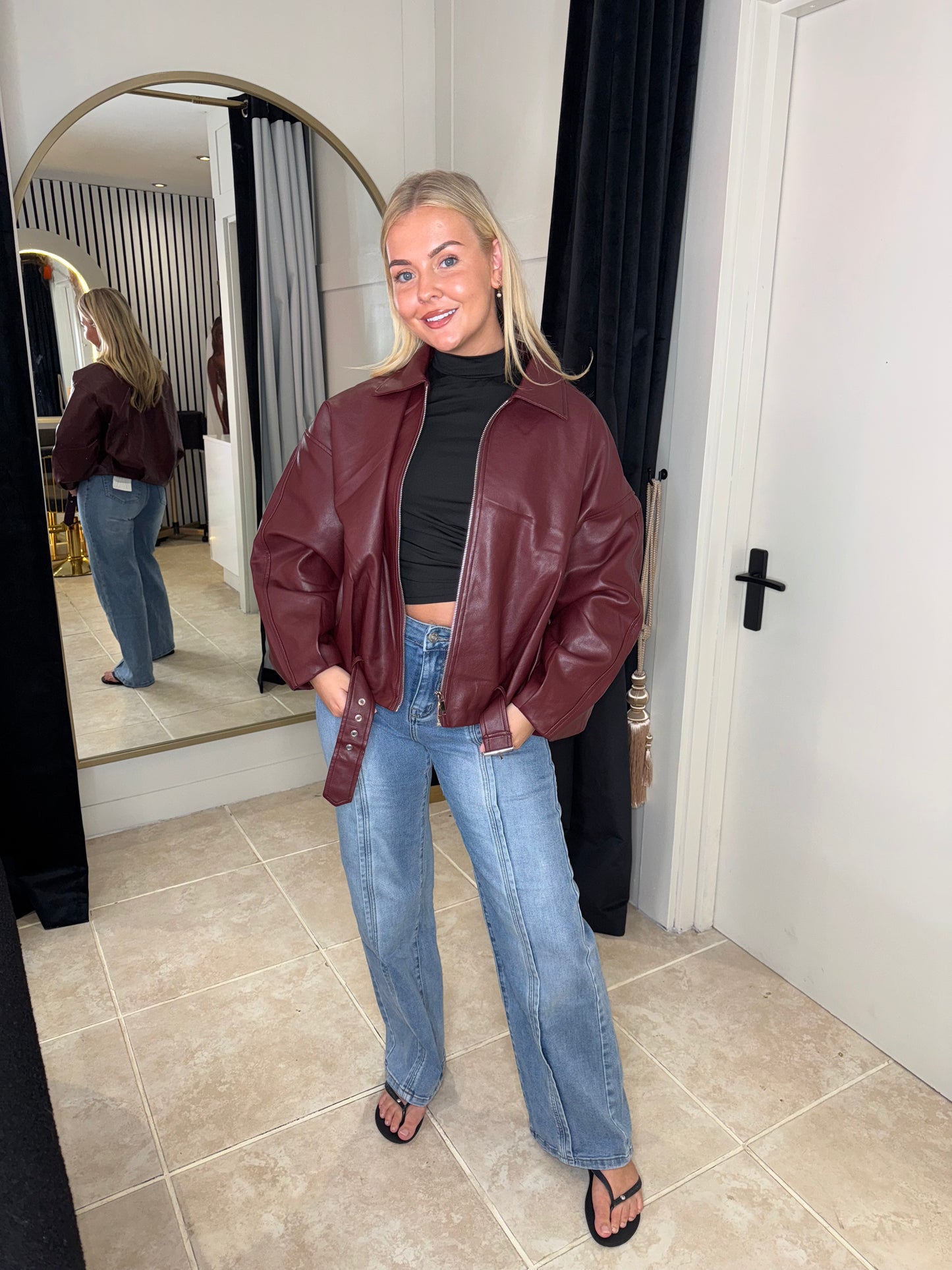 Oversized Faux Leather Jacket