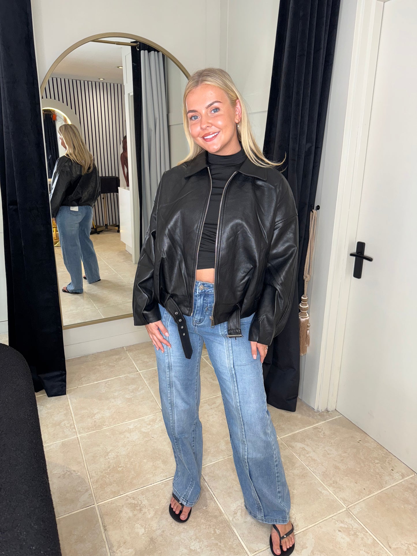 Oversized Faux Leather Jacket
