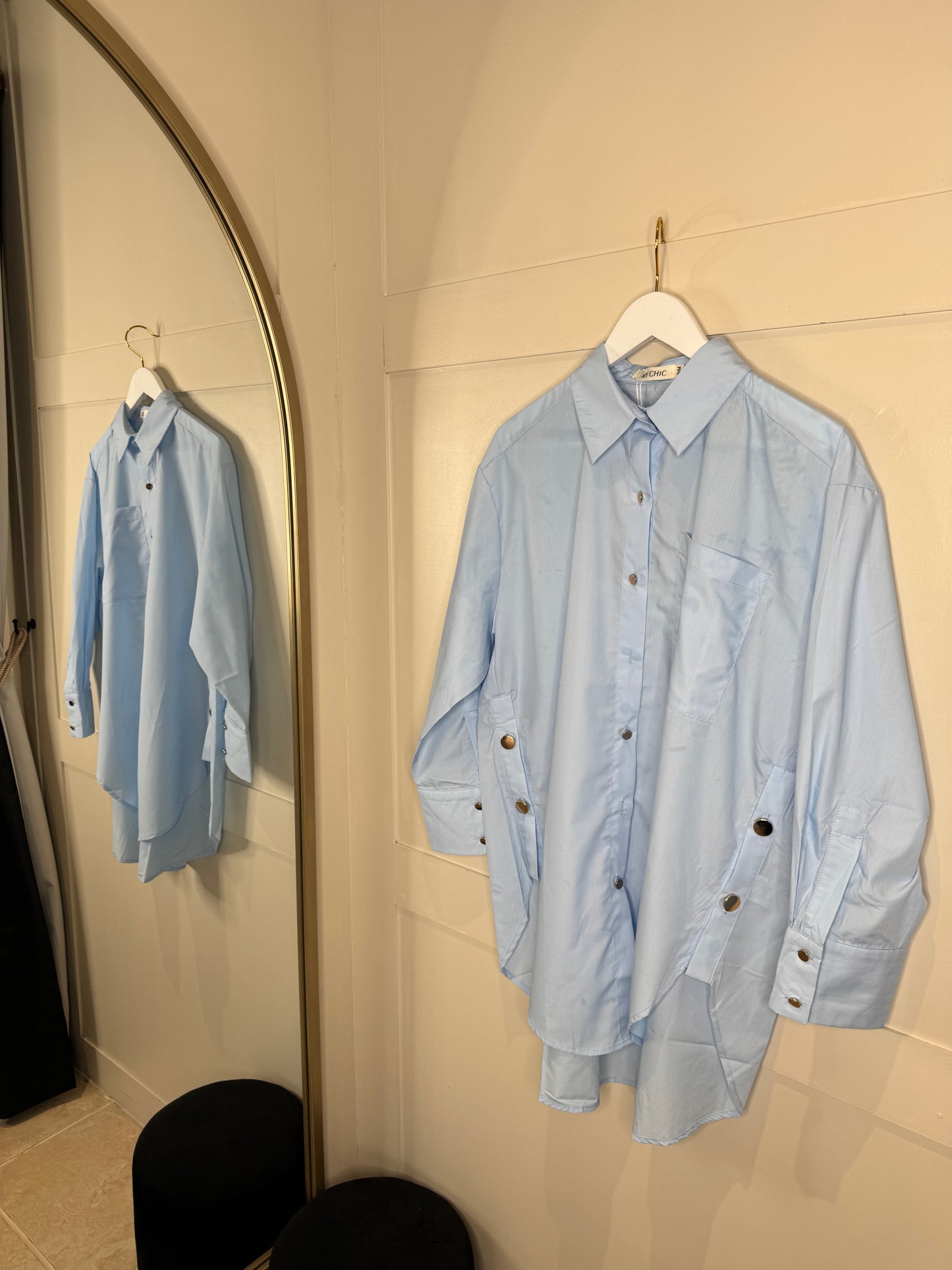Oversized Gold Button Shirt