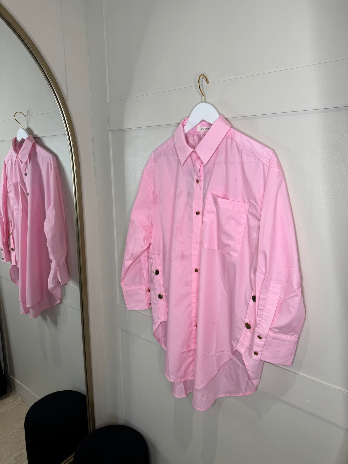 Oversized Gold Button Shirt