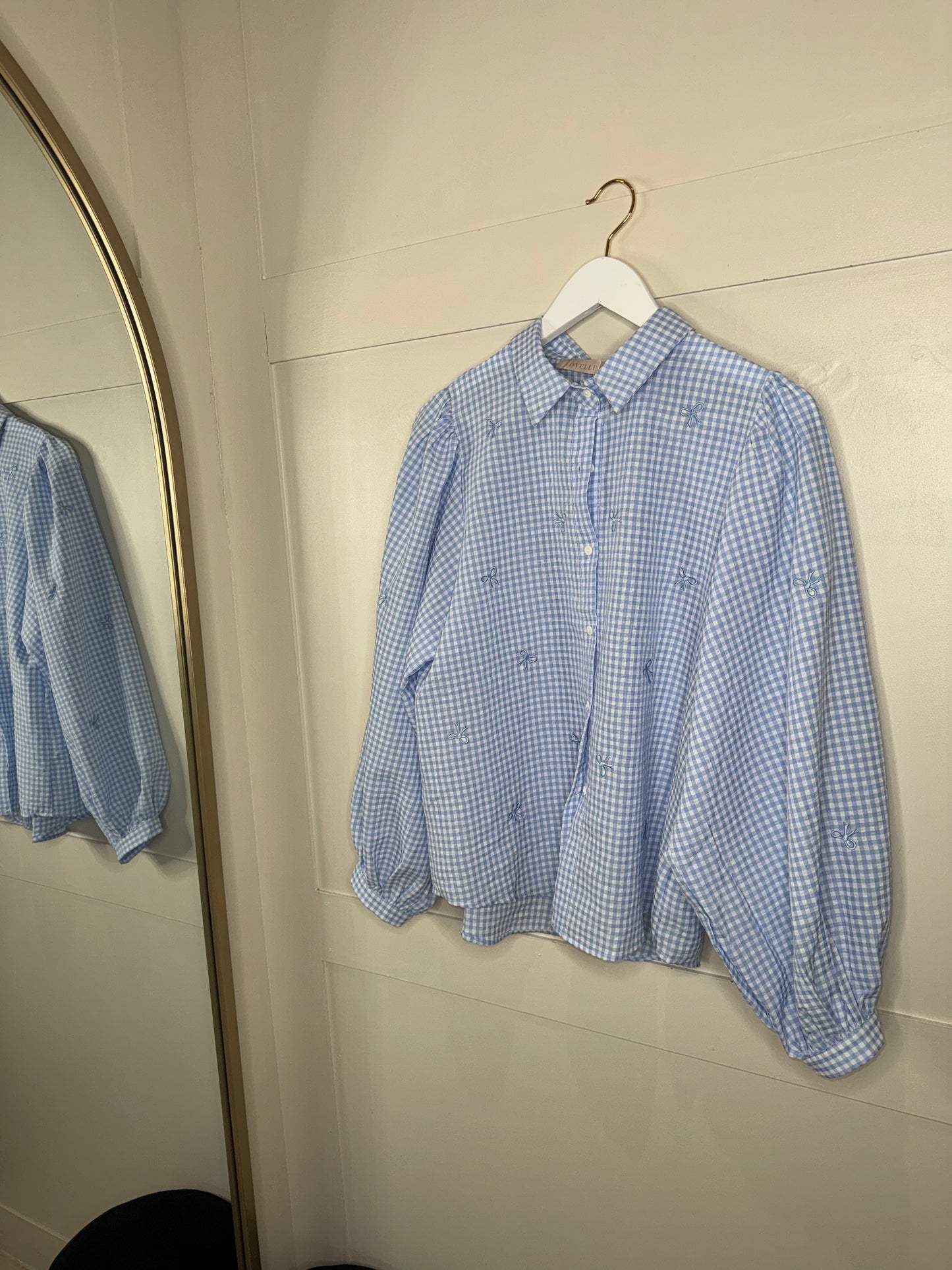 Bow Detail Gingham Shirt