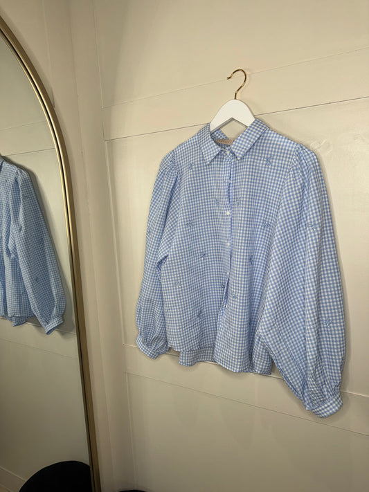 Bow Detail Gingham Shirt