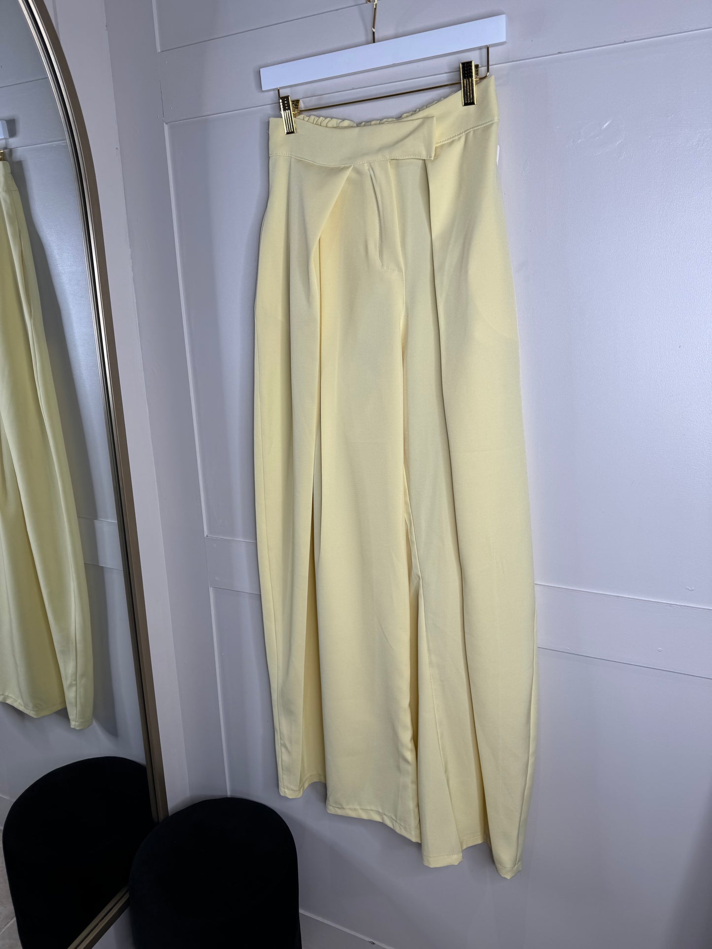 Fold Over Pleat Flowy Trousers