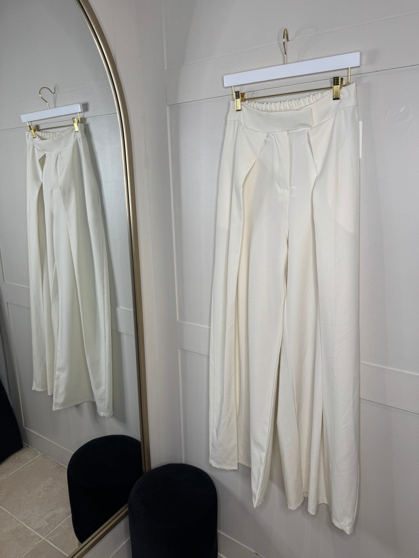 Fold Over Pleat Flowy Trousers