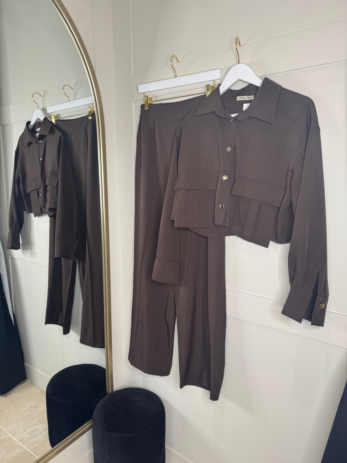 Cropped Cargo Pocket Shirt Co ord