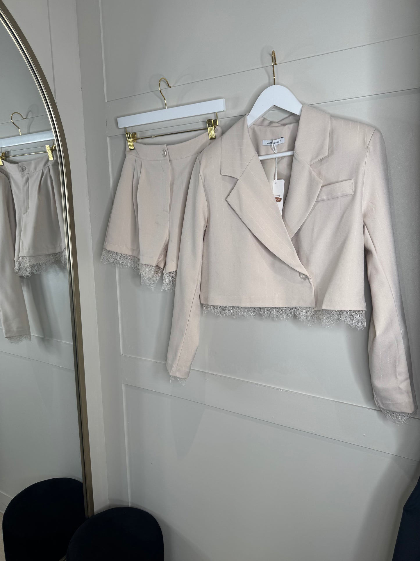 Pinstripe Cropped Blazer and Shorts Co ord