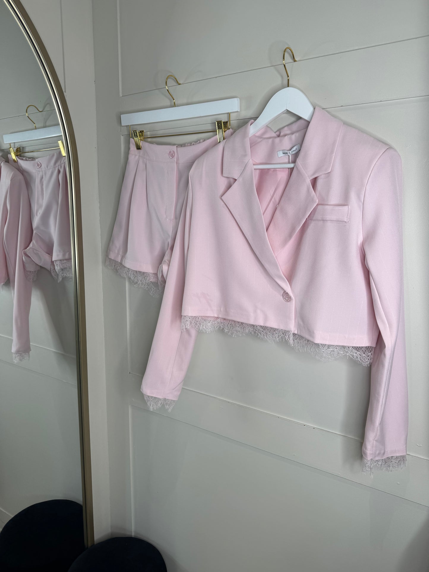 Pinstripe Cropped Blazer and Shorts Co ord