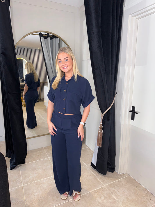 Basic Cropped Shirt Co-ord