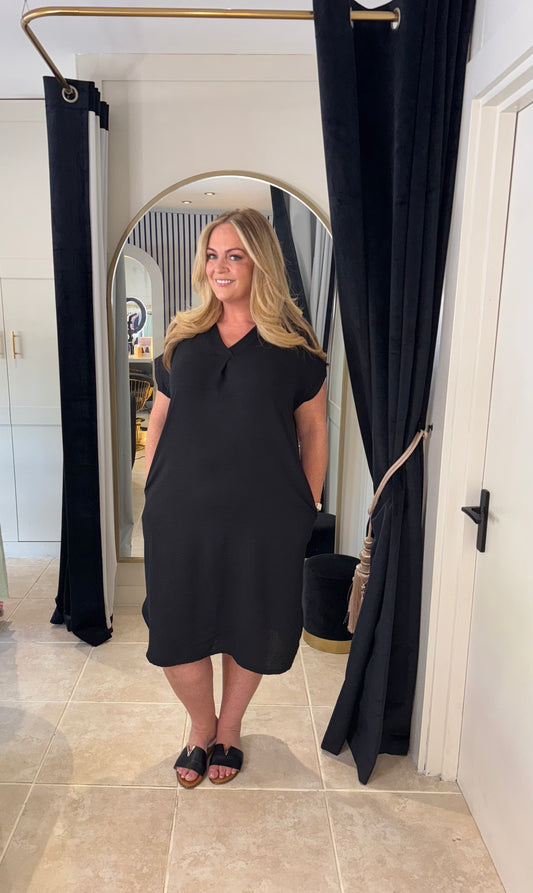 V-Neck Pocket Dress